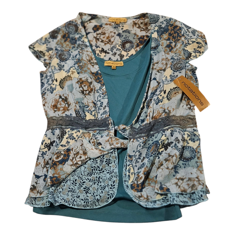 Notations Medium Blue Short Sleeve Shirt